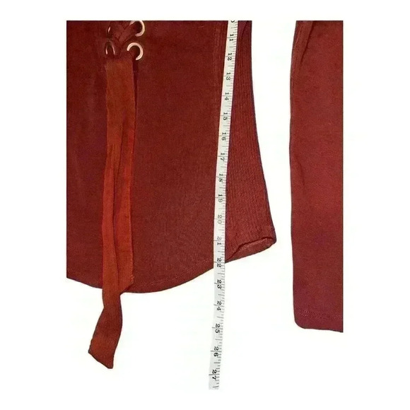 Free People Rust Long Sleeve Lace-Up Top - Picture 8 of 8